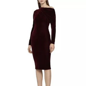 Reiss Elsa Draped Ox Blood Burgundy Velvet Dress